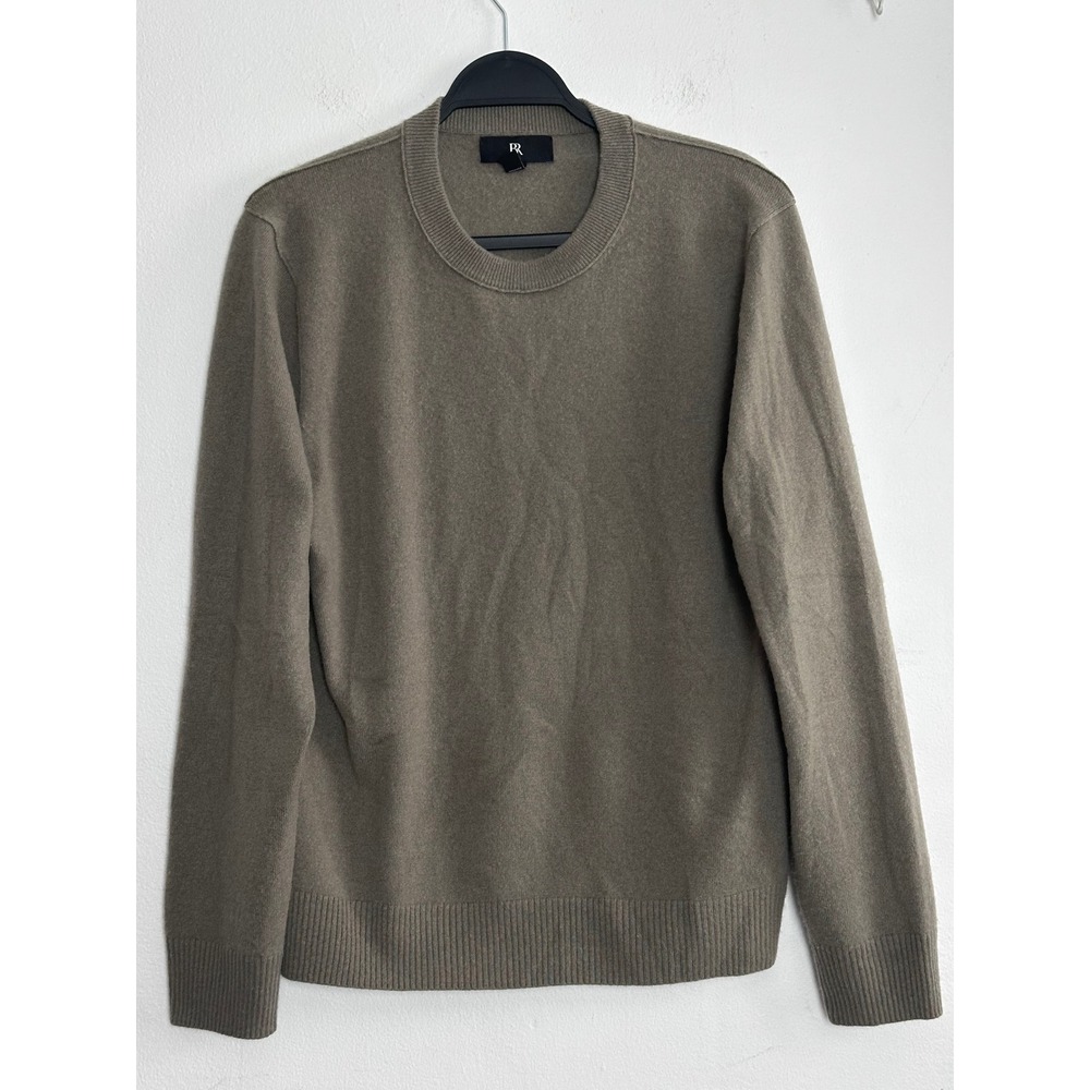Banana Republic Mens 100% Cashmere Crew Neck Sweater M Olive Green Modern Preppy